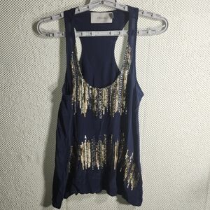 Creative Commune Navy Blue Sequin Embellished Women's Tank Top
